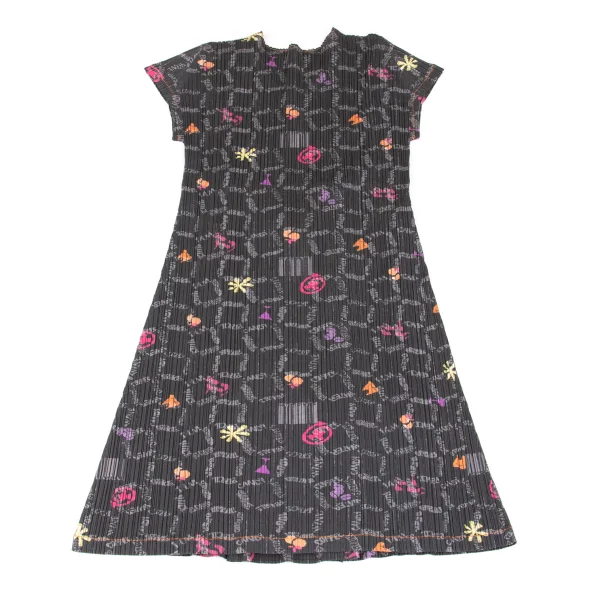 PLEATS PLEASE Cotton Blend Multi Printed Pleats Dress K-163194_009