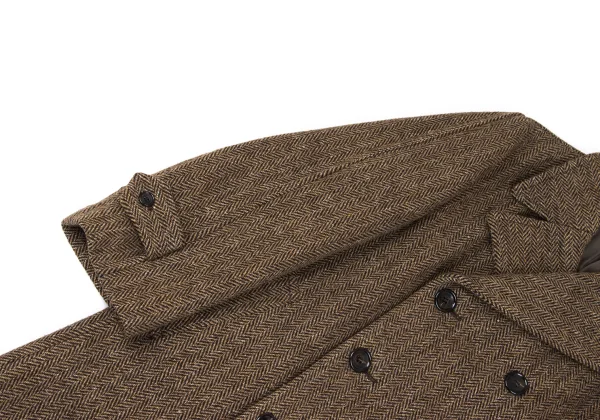 tricot COMME des GARCONS Wool Herringbone Double Breasted Half Coat K-163196_005
