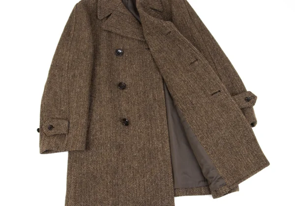 tricot COMME des GARCONS Wool Herringbone Double Breasted Half Coat K-163196_010