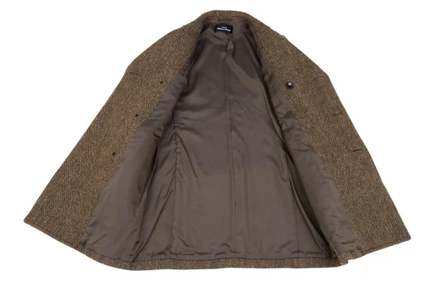 tricot COMME des GARCONS Wool Herringbone Double Breasted Half Coat K-163196_011