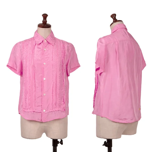 tricot COMME des GARCONS Frill Cutting Front Panel Short Sleeve Blouse Pink S-M K-163197_001