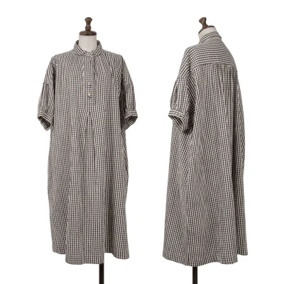 PINK HOUSE Checked Short Sleeve Off Shoulder Shirt Dress