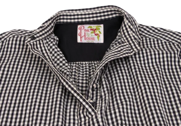 PINK HOUSE Checked Short Sleeve Off Shoulder Shirt Dress K-163200_006