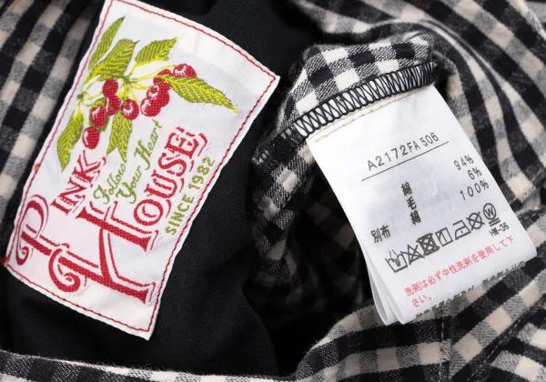 PINK HOUSE Checked Short Sleeve Off Shoulder Shirt Dress K-163200_015