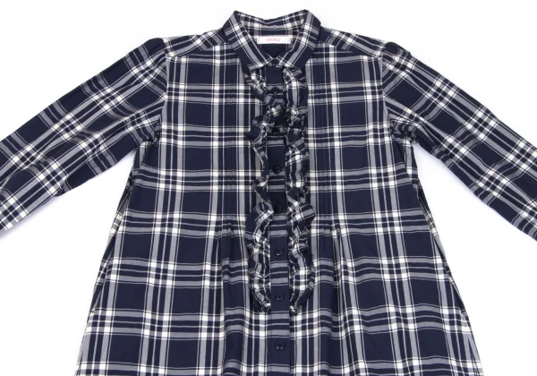 PINK HOUSE Frill Front Check Long Sleeve Shirt Dress K-163201_003