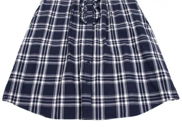 PINK HOUSE Frill Front Check Long Sleeve Shirt Dress K-163201_008