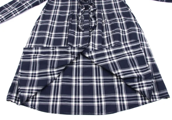 PINK HOUSE Frill Front Check Long Sleeve Shirt Dress K-163201_010