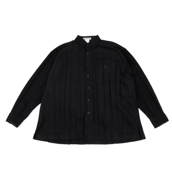 ISSEY MIYAKE MEN Poly Pleated Long Sleeve Shirt Black S K-163203_001