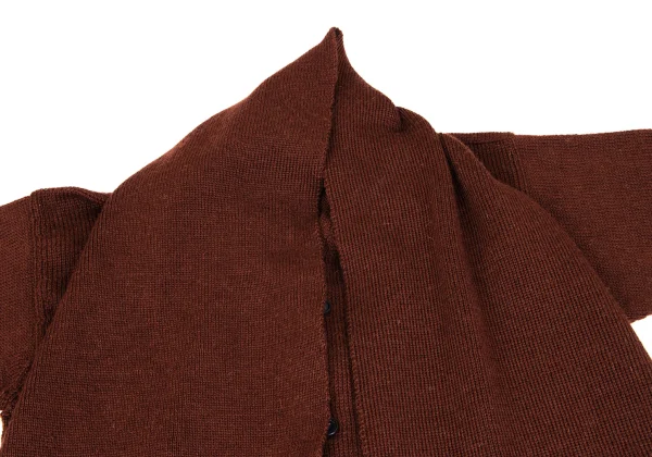 Yohji Yamamoto FEMME Wool Stole Neck Design Long Knit Cardigan K-163204_004