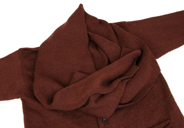 Yohji Yamamoto FEMME Wool Stole Neck Design Long Knit Cardigan K-163204_005