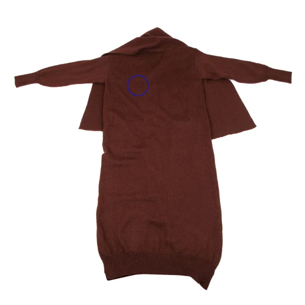 Yohji Yamamoto FEMME Wool Stole Neck Design Long Knit Cardigan K-163204_013