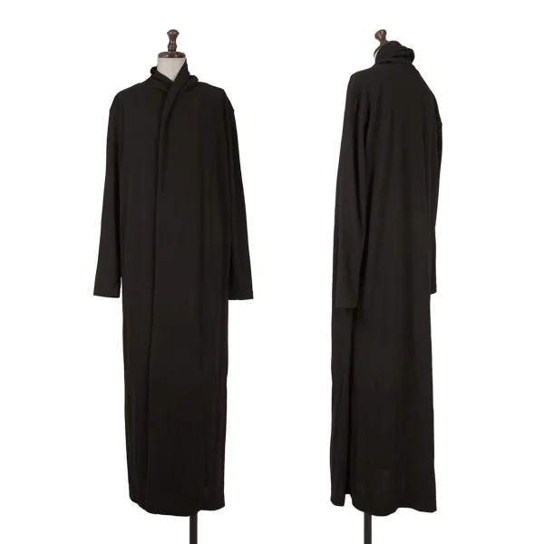 ISSEY MIYAKE PERMANENTE Wool Half Wrap Draped Long Dress Black 2 K-163205_001