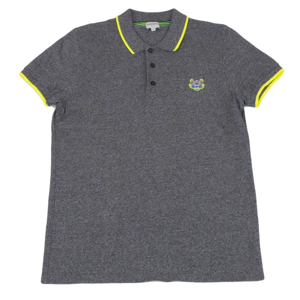KENZO Tiger Patch Short Sleeve Polo Shirt Grey XS K-163207_001