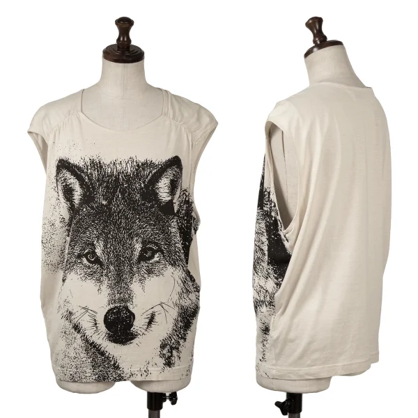STELLA McCARTNE Big Wolf Printed Sleeveless Top White,Black 36 K-163208_001