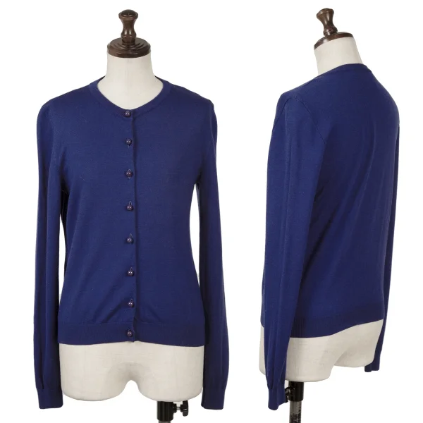 Boutique Moschino Wool Crew Neck Cardigan Blue 40 K-163214_001