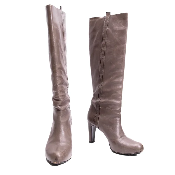 ROBERTO DEL CARLO Leather Long Heel Boots Brown 37 K-163216_001