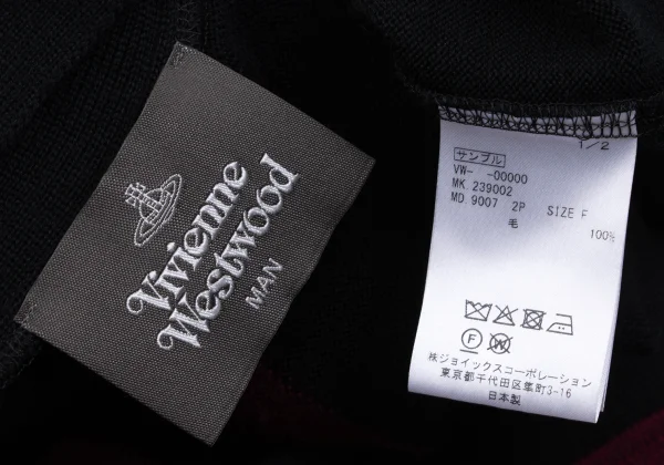 Vivienne Westwood MAN Wool Bicolor Drape Blanket Cardigan K-163225_013
