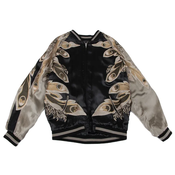 SCRIPT Embroidered Reversible Souvenir Jacket Black,Beige,Green XXL K-163229_001