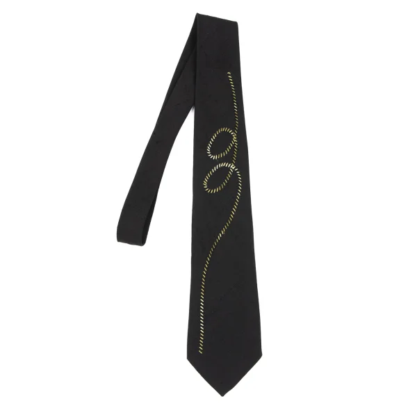 Y's for men Silk Stitched Drawing Design Tie Black,Light Green Free K-163235_001
