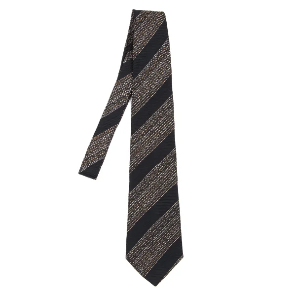 Y's for men Silk Stitched Bias Stripe Tie Black,Brown Free K-163236_001