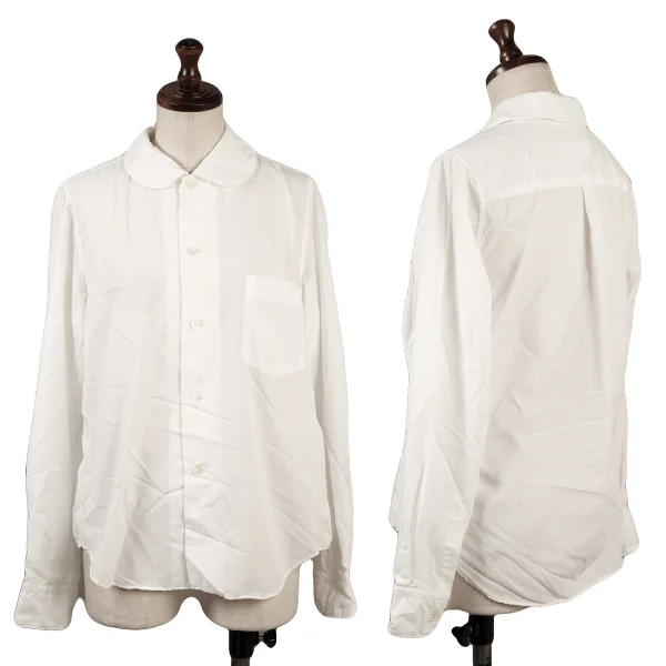 COMME des GARCONS Wrinkled Poly Round Collar Blouse White XS K-163239_001