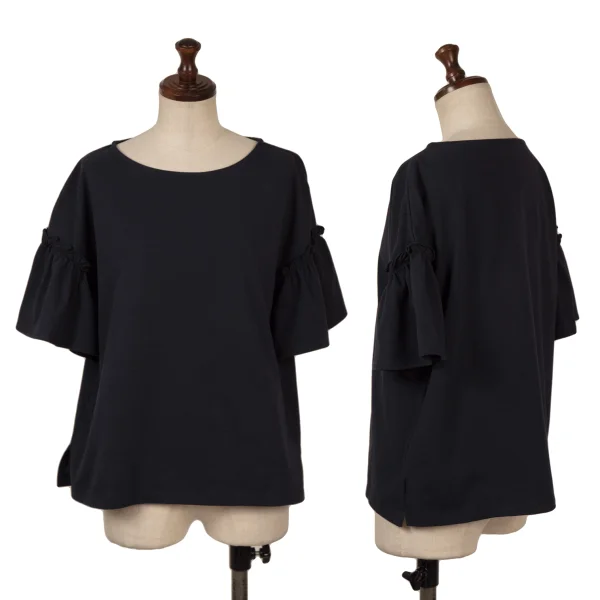 B:MING by BEAMS Frill Sleeve Boat Neck T-Shirt Navy Free K-163246_001