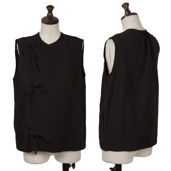 Pilgrim Surf+Supply Cotton Linen Cord Closure Wrap Vest Black 0 K-163248_001