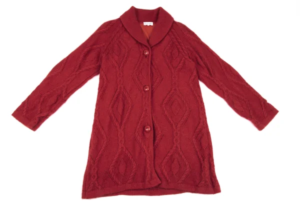 Christian Dior Wool Blend Shawl Collar Cable Knit Long Cardigan K-163251_002