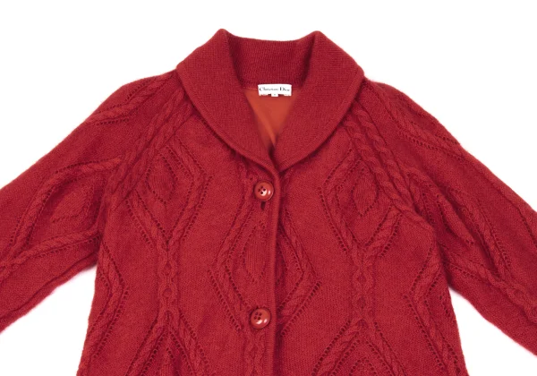 Christian Dior Wool Blend Shawl Collar Cable Knit Long Cardigan K-163251_003