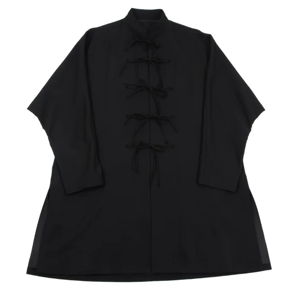 B Yohji Yamamoto Wool Gaba Long Chinese jacket Black 3 K-163257_001