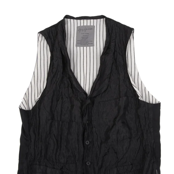 Yohji Yamamoto POUR HOMME Wrinkle Stripe Shawl Collar Vest K-163259_002