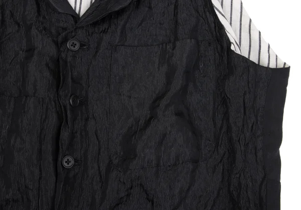 Yohji Yamamoto POUR HOMME Wrinkle Stripe Shawl Collar Vest K-163259_007