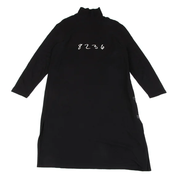 Yohji Yamamoto POUR HOMME Number Embroidery High Neck Long Tops Black 3 K-163261_001