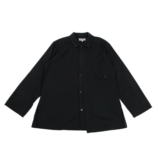 Yohji Yamamoto POUR HOMME Cotton Linen Half Layered Shirt Black 3 K-163263_001