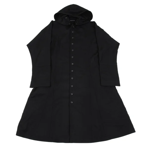 Yohji Yamamoto POUR HOMME Wool Detachable Hooded Long Coat Black 2 K-163266_001