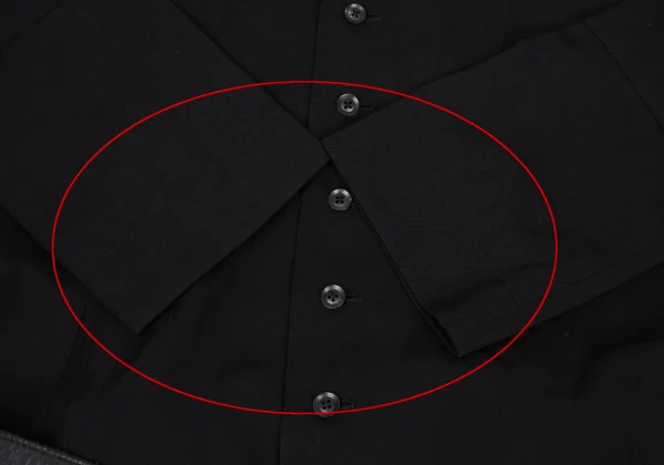 Yohji Yamamoto POUR HOMME Wool Gabardine Leather Belted Collarless Coat K-163267_008