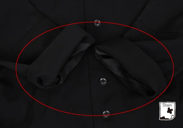 Yohji Yamamoto POUR HOMME Wool Gabardine Leather Belted Collarless Coat K-163267_009