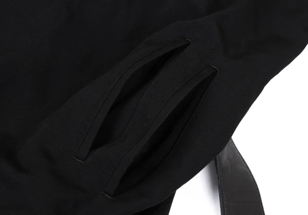 Yohji Yamamoto POUR HOMME Wool Gabardine Leather Belted Collarless Coat K-163267_011