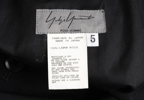 Yohji Yamamoto POUR HOMME Wool Gabardine Belt Closure Tuck Wide Pants K-163271_016