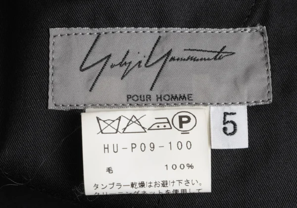 Yohji Yamamoto POUR HOMME Wool Gabardine Belt Closure Tuck Wide Pants K-163271_017