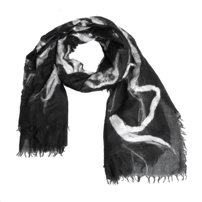 Yohji yamamoto discord Wool Embroidery Fringe Scarf