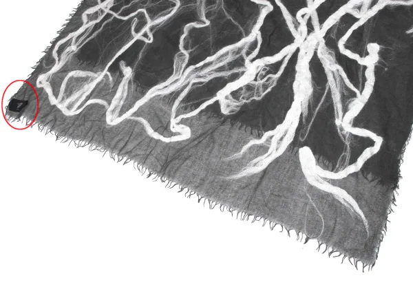 Yohji yamamoto discord Wool Embroidery Fringe Scarf K-163272_003