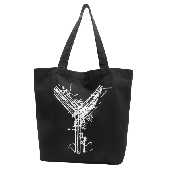 Ground Y Logo Printed Canvas Tote Bag Black  K-163273_001