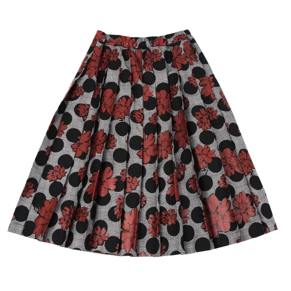 tao Dot Floral Print Check Pleated Skirt K-163275_002