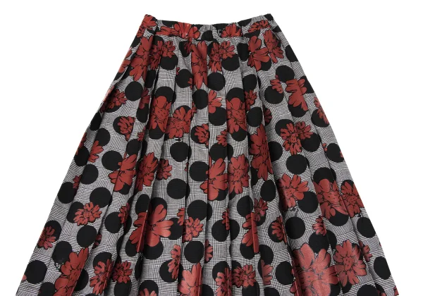 tao Dot Floral Print Check Pleated Skirt K-163275_003