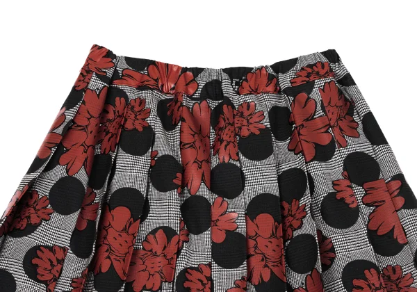 tao Dot Floral Print Check Pleated Skirt K-163275_004