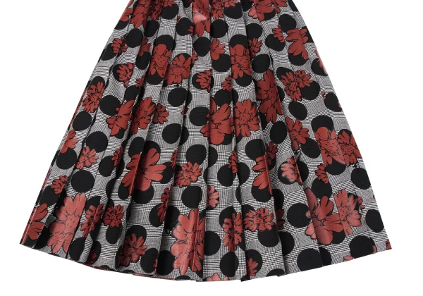 tao Dot Floral Print Check Pleated Skirt K-163275_006