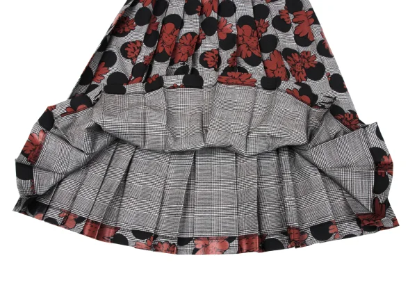 tao Dot Floral Print Check Pleated Skirt K-163275_007