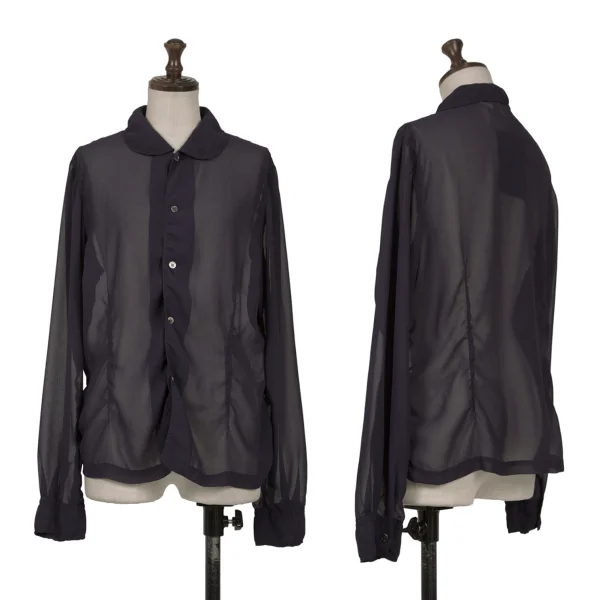 COMME des GARCONS Poly Puckering See-through Shirt Navy M K-163277_001