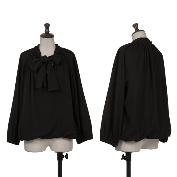 tricot COMME des GARCONS Angola Blend Ribbon Gathered Neck Top Black S K-163286_001